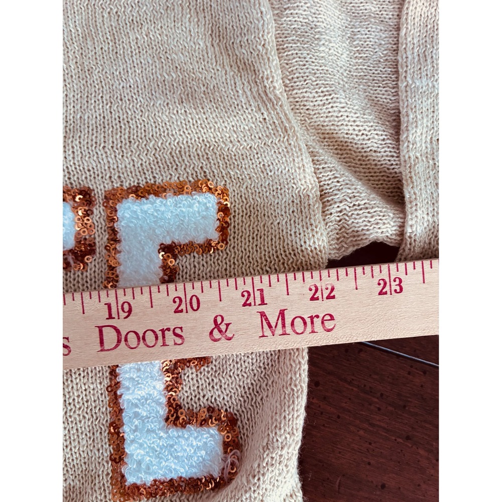 Simply Southern Tailgate Crew Neck Sweater Cream Sequin Graphic Small - Picture 4 of 7
